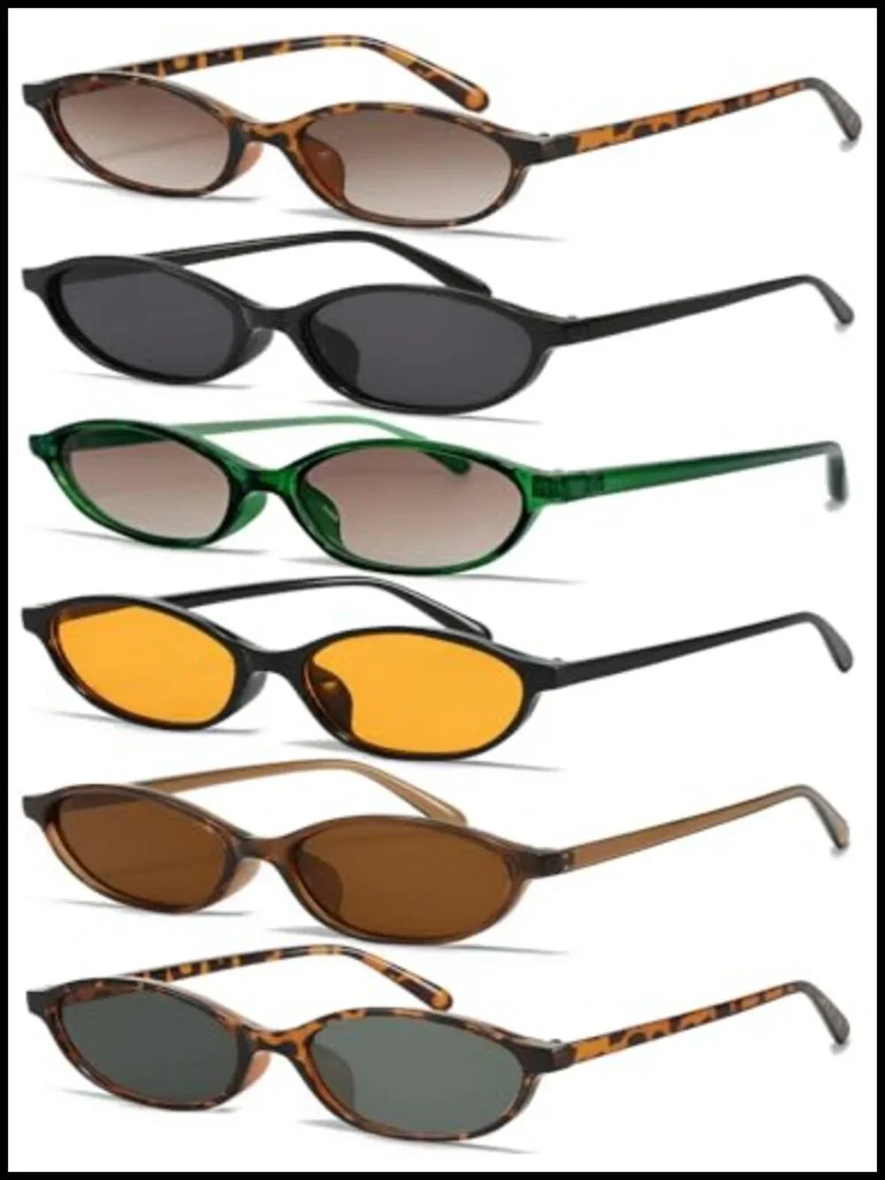 Retro Oval Cat Eye Sunglasses UV Protection Trendy Y2K Thin Frame